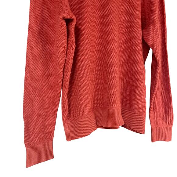 UNTUCKIT Like-New Fair Trade Organic Cotton Waffle Knit Sweater Red-Orange Sz M - Picture 4 of 8